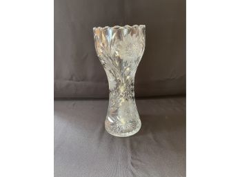 Antique American Brilliant Corset Daisy Flower Cut Crystal Vase