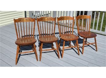 Set Of 4 Stenciled Hitchcock Dining Chairs
