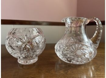 American Brilliant Cut Crystal, Bowl And Water Pitcher