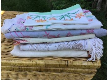 Lot Of Table Linens, Some Embroidered, And Pair Of Embroidered Pillowcases