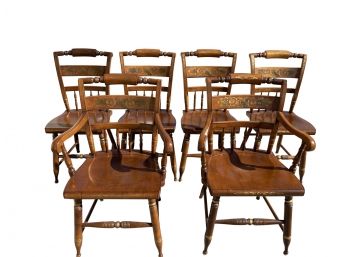 Hitchcock Maple Dining Chairs, Set Of 6 - 2 Arm, 4 Side