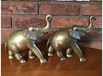 Pair Of Brass Elephants, Bookends