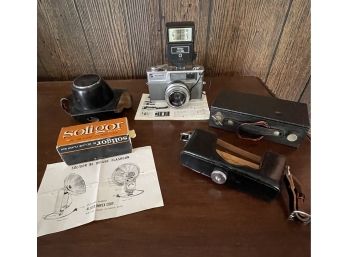 Vintage Camera Lot - Ansco, Soligar, Kodak No 2 Folding Pocket Brownie