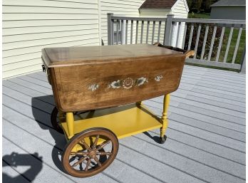 Hitchcock Style Tea Wagon Cart  - Maple / Harvest Yellow