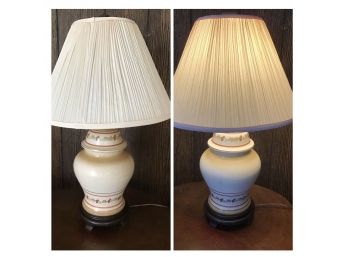 Pair Of Cream Ceramic Table Lamps