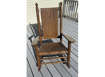 Oak Rocker With Woven Seat And Back