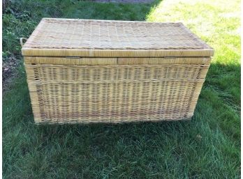 Honey Colored Wicker Storage Trunk (1 Of 2)