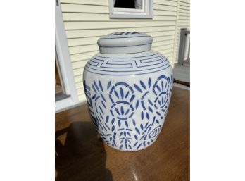 Chinese Blue And White Ginger Jar With Lid