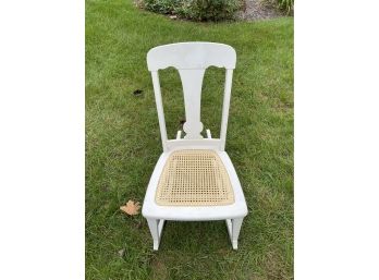 Antique Rocker With Caned Seat, Painted White