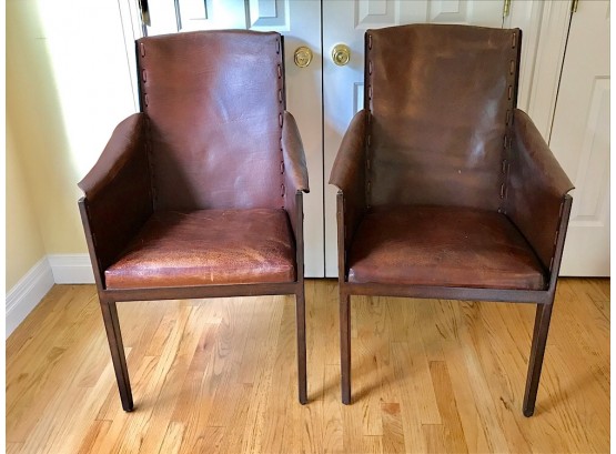 Pair Of Lillian August Leather Chairs