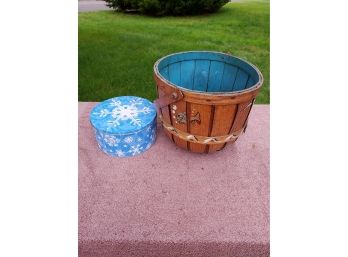 Wicker Basket And Decorative Tin