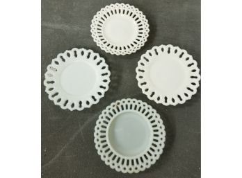 Reticulated Milk Glass Plates