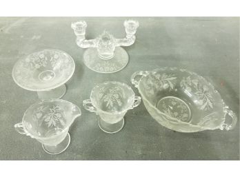 Lot Of Etched Glass