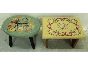 Set Of Antique Embroidered Foot Stools