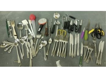 Lot Of Kitchen Utensils And Silverware