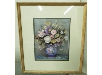 Flower Bouquet In Blue Vase Print