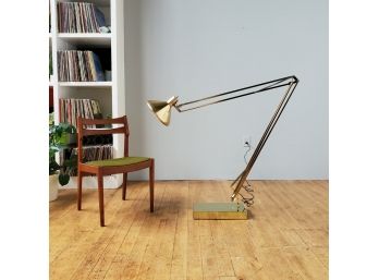 Huge 7ft 70s  Brass Architects Floor Lamp By Luxo