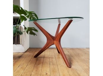 Adrian Pearsall Walnut Jacks Glass Top Side Table By Craft Associates