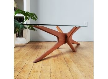 Adrian Pearsall Elongated JAX Glass Top Cocktail Table By Craft Associates