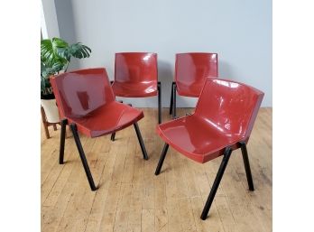 Set 4 Vintage Artemide Style Fiberglass Shell Chairs