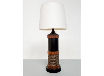 Mid Century Caned Gruvwood Table Lamp