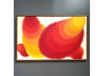 Huge 4 Ft 70s Original Abstract Oil On Canvas