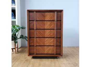 Lane Rosewood And Walnut 70s Modern Tall Chest