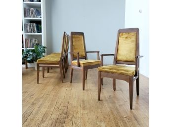 Set 6 1976 Tabago Canada Well Made Walnut Highback Dining Chairs