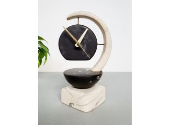 Vintage Artist Signed Handmade Post Modern Marble Clock
