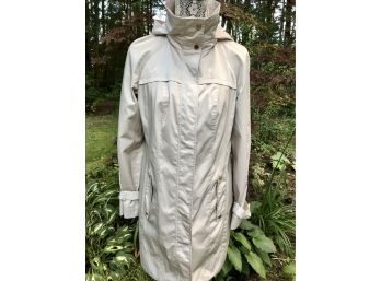 CALVIN KLIEN Beige Nylon Hooded All Weather Coat