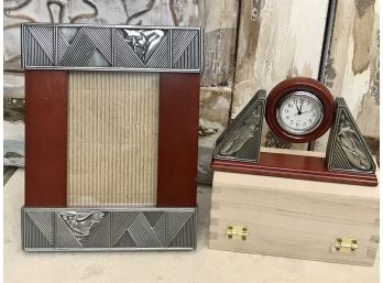 Mahogany Picture Frame With Matching Clock