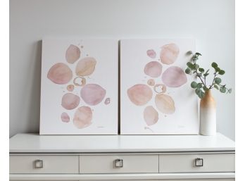 Set Of 'Blooms' In Blush - Two Gallery Wrapped Canvas Prints By Julia Contacessi