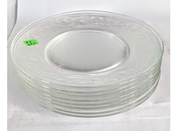 Set Of 8 Unmarked Clear Glass Plates - 8'