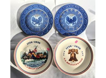 4 Vintage Commemorative Bicentennial Plates 9' And 10.5'