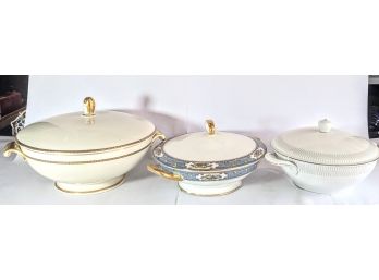 3 Piece Collection Of Fine China Casserole Bowls By Roseuthal, Johan Haviland, And U.C. Limages