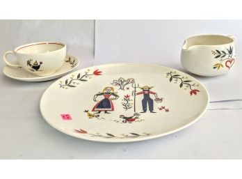The Farmer Mid-century China Set By Homer Laughlin With A Cute Painted Design