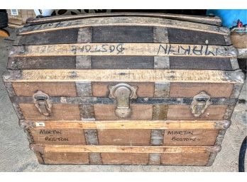 Large Antique Trunk Heavily Used - Locked Shut - From The British Isles