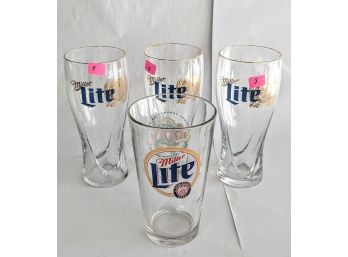 Set Of 4 Vintage Commemorative Miller Lite Beer Glasses 3x7'