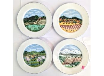 8 Piece Vintage Block Spal Portuguese Fina China Decorative Plates Of The 4 Seasons