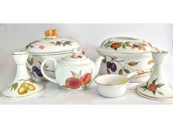 Vintage Fruit Themed Fine China By Royal Worchester Evesham - Includes Plates Bowls, Casserole Pot, And More
