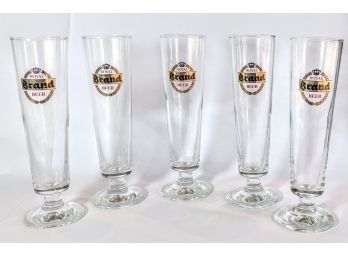 Set Of 5 Royal Brand Beer Brewery Logo Footed Glass 2x8.5'