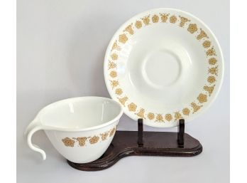 Vintage Mid-century Corelle Gold Flower Fine China Tea Set Comes With 18 Cups 5x2.5' And 6 Saucers 6' Each