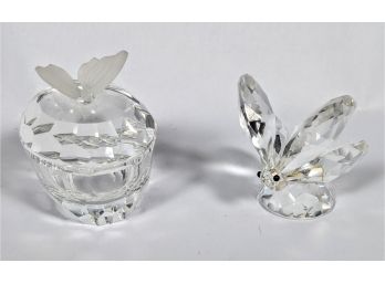 Swarovski Crystal Pair The Butterfly (damaged) And The Butterfly Cup