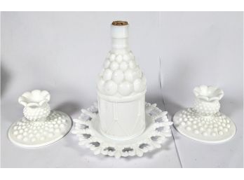 Married 6 Piece Cream White Glassware Set Includes Candlesticks A Serving Dish And A Decorative Bottle
