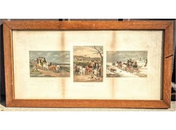 Up Hill, Downhill, The Turnpike Gate 3 Antique Prints In One By W. J. Shayer