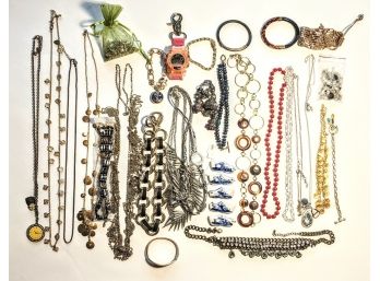 Big Flashy Necklaces, Bracelets, And More - Costume Jewelry Lot