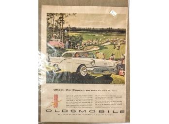 Authentic 1950's Ad For The Supper 88 Oldsmobile Preserved In A Plastic Sleeve