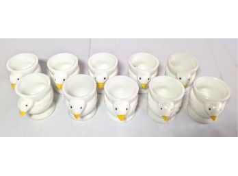 10 Adorable Mid- Century Goose Egg Cups 2'each (one Goose Chipped)
