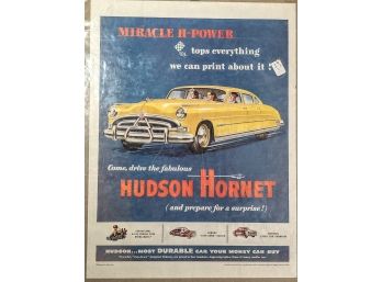 Authentic 1950's Ad For The Hudson Hornet