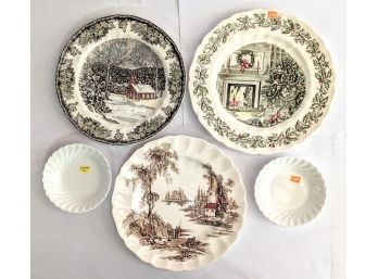Married 5 Piece Collection Of Johnson Bros Decorative Plates From 5' - 10'